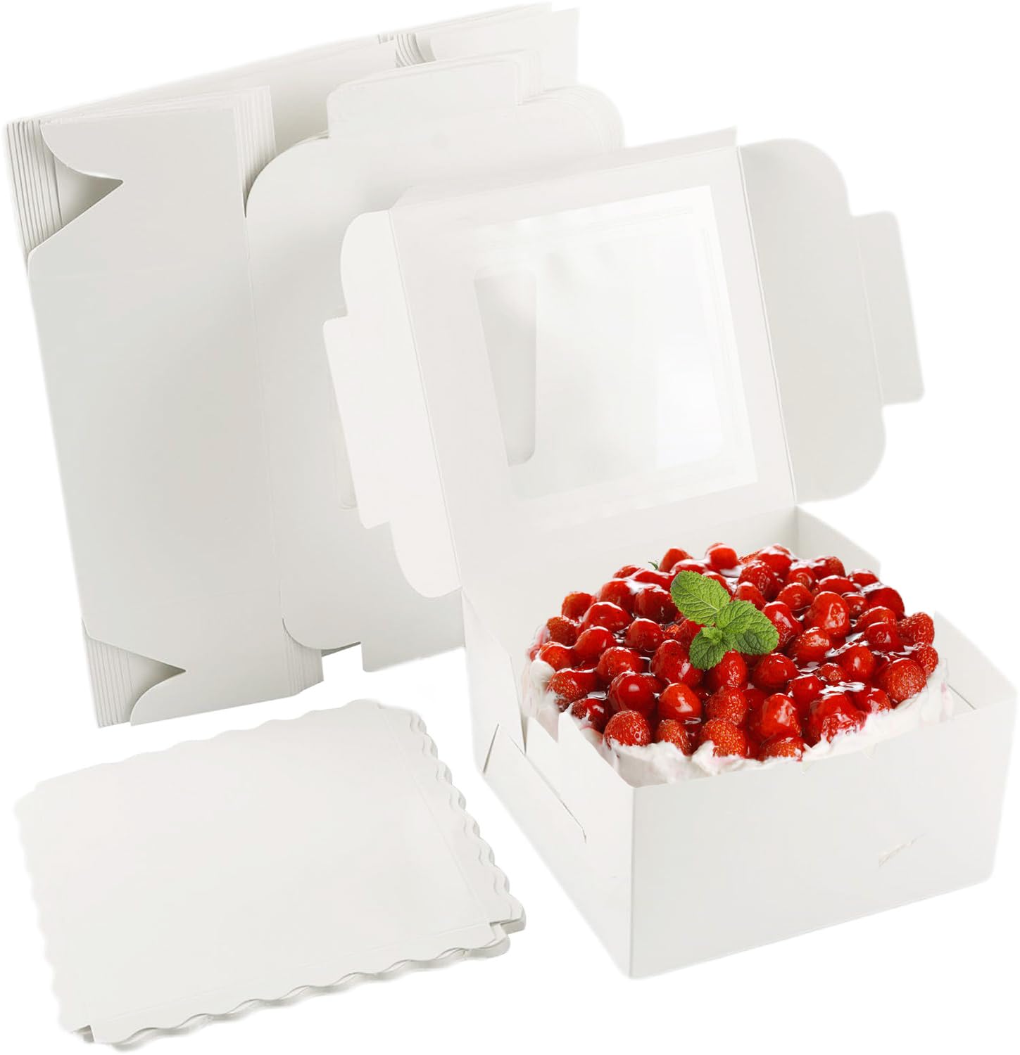 25 Scatole Regalo In Cartone Bianco Con Finestra Per Cupcake - 24x24x9 Cm - Per Dolci, Biscotti E Muffin