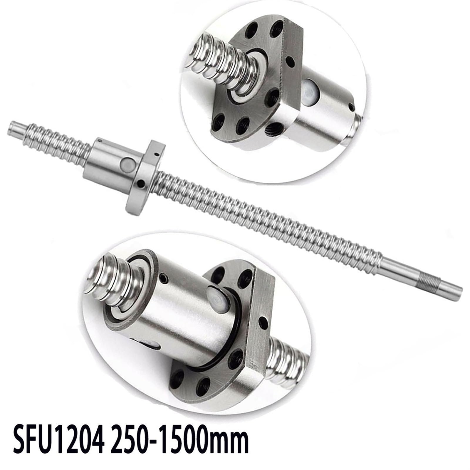 Zestaw śrub kulowych, SFU1204 RM1204 Walcowana śruba kulowa C7 RH 12x4mm 250-1000mm BK10 BF10 1204-3 Nakrętka(750mm)