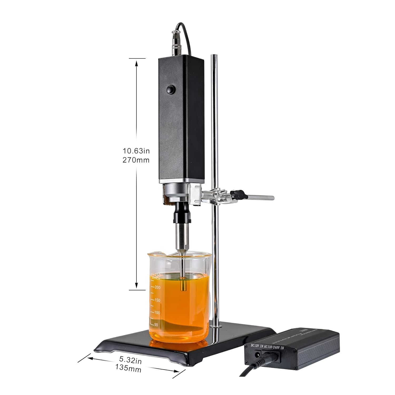 Handheld-Ultraschall-Homogenisator, 500 W, mit Ständer und 6-mm-Sonde, tragbarer Emulgator-Schallgerät-Prozessor-Mixer für Flüssigkeitsmischung und Dispersion