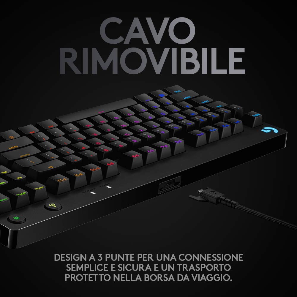 Logitech G PRO TKL Tastiera Gaming Meccanica GX Blue Clicky Switch LIGHTSYNC RGB Tenkeyless Nero