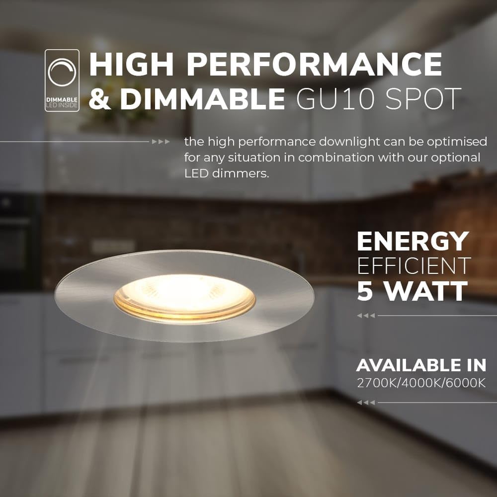 HOFTRONIC - 6er LED Einbaustrahler 230V Edelstahl IP64 Wasserdicht GU10 Dimmbar 4000K Neutralweiß 6x4W 6x345 Lumen Bad Einbauleuchte Einbauspot Einbauleuchte für innenbereich und Außenbereich