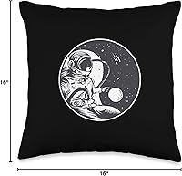 Vista 4 de Astronaut Moon Yin Yang Almohada espacial, 16 x 16, multicolor