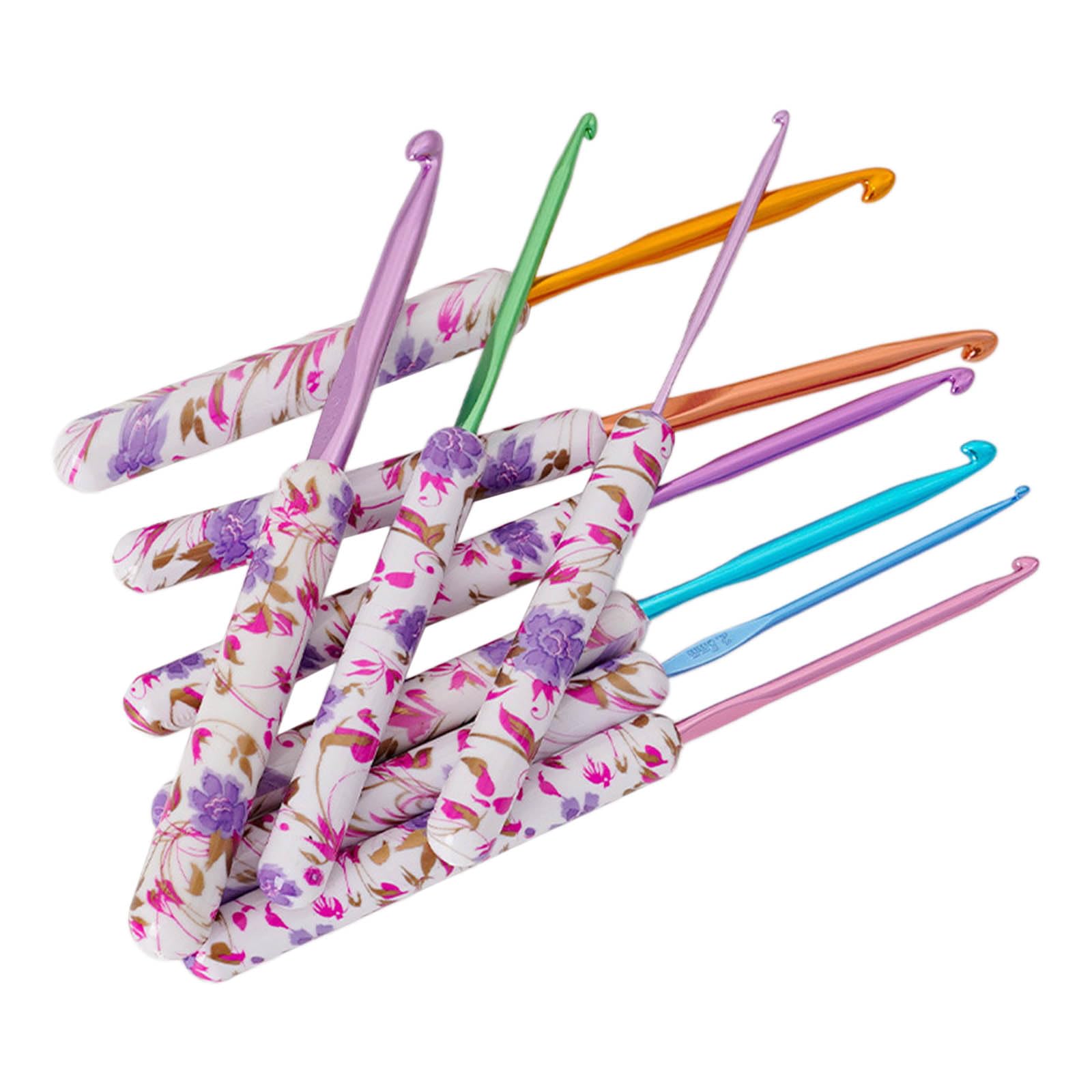 MINGLEA 9Pcs Ergonomic Crochet Hooks 9 Size Long Handle Crochet Hook for Beginner Knitting Sweater Scarves, Bag, Socks and Hat