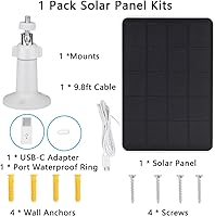 Vista 9 de Panel solar compatible con WYZE Battery Cam Pro, EufyCam 2C/2C Pro, panel solar de 4 W 5 V con cable de carga micro USB de 10 pies para cámara de 1