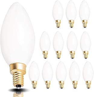 OMAYKEY 4W Dimmable LED Candelabra Bulbs 40W Equivalent 400 Lumens, 3000K Soft White E12 Candelabra Base, Vintage Edison Style B11 / C35 Milky White Glass LED Filament Chandelier Light Bulb, 12 Pack