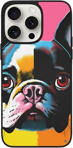 EMPYRI Funda estampada de bulldog francés colorido para iPhone 15 Pro Max, vidrio suave a prueba de golpes, TPU para iPhone 15 Pro Max de 6.7