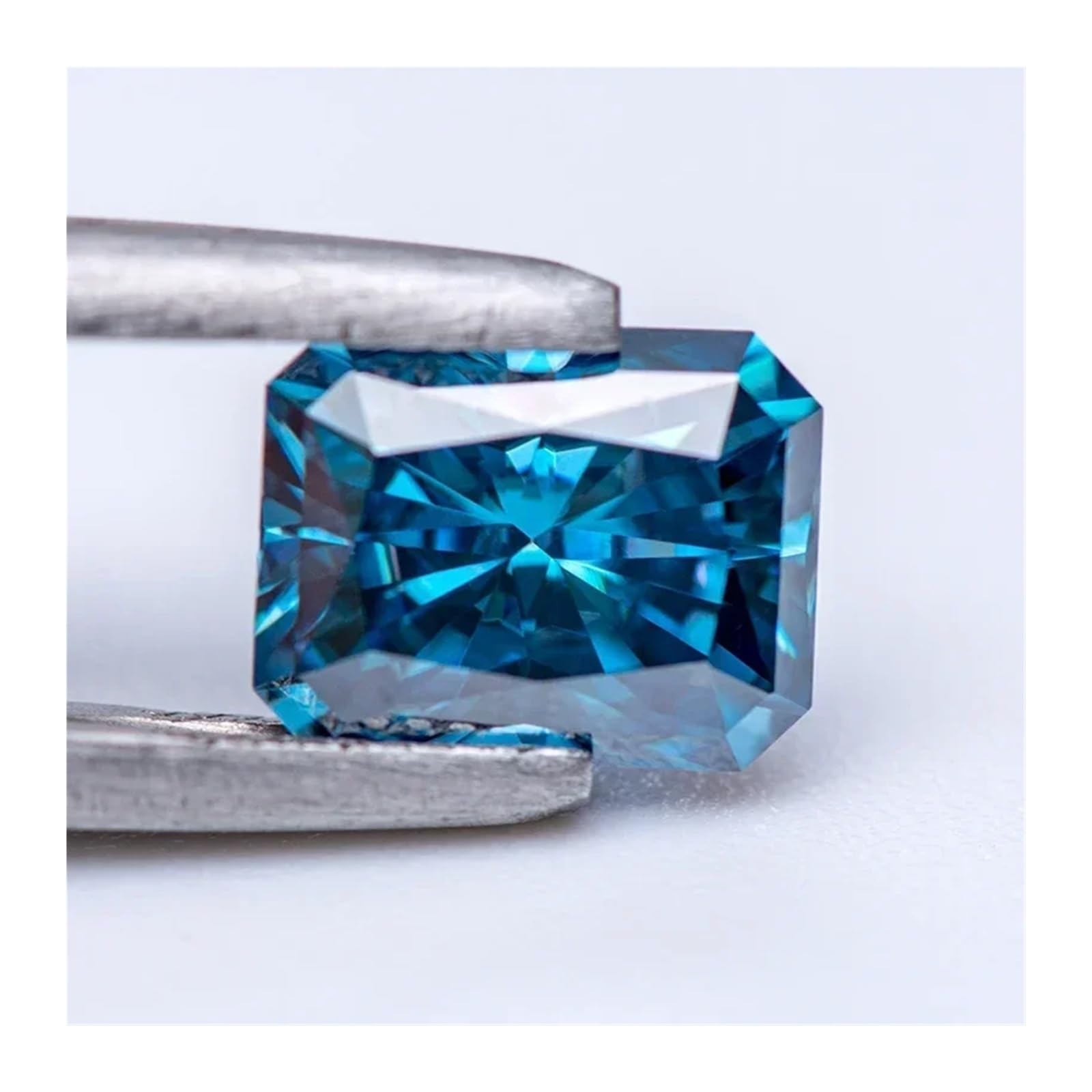Piedra suelta de moissanita, Diamante de laboratorio BlueSapphire Moissanite RadiantCut for la fabricación dijes, anillos, aretes y joyería