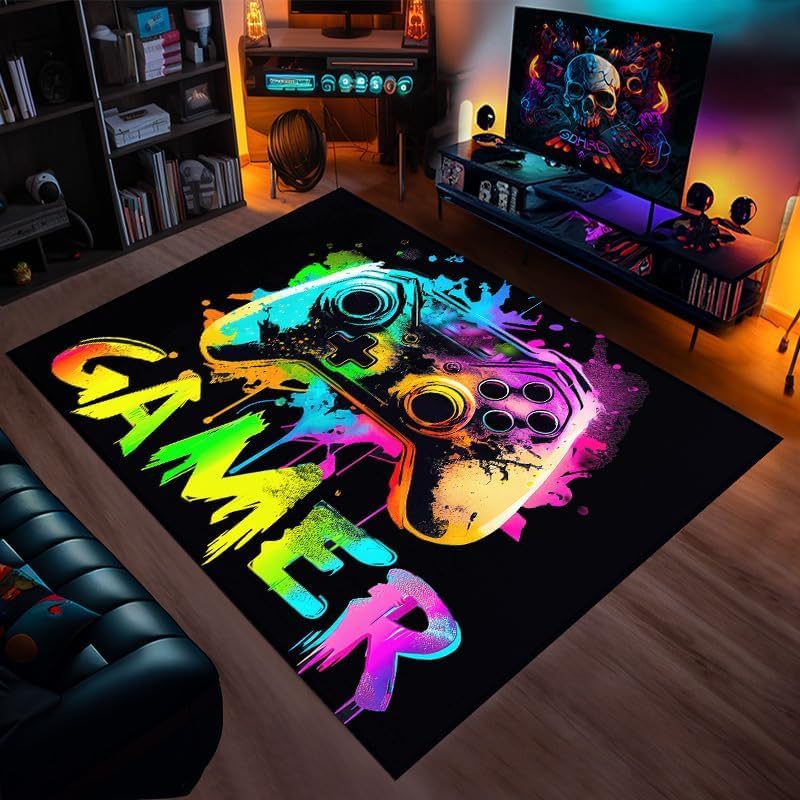 Tapis de sol gaming antidérapant et doux en flanelle pour chambre enfant