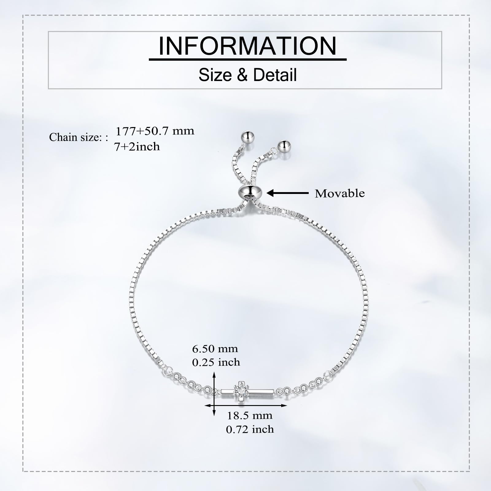 VONALA Bracciale da donna con croce in argento Sterling 925, in buona fede, regolabile, con croce per confermare l'anniversario di compleanno