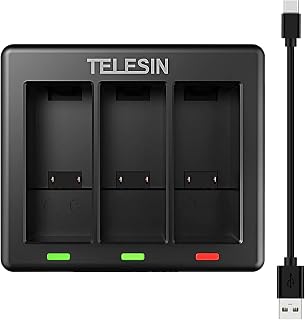 TELESIN Battery Charger for GoPro Hero 9 Black, with Type C Charging Cable Triple Channel Travel Charger Compatible with Gopro Hero 9 [GoPro Batteries Not Included]