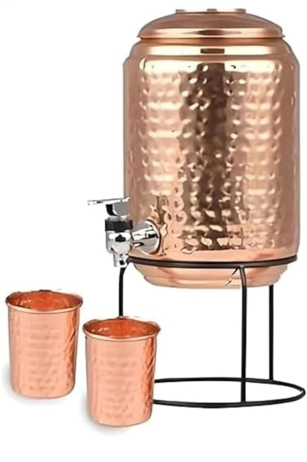 Copper Water Dispenser with Tap and Stand - Free 2 Copper Glasses and 300 ML Copper Water Bottle - Hammered (B0CYZQ8GR1) Amazon Price History, Amazon Price Tracker