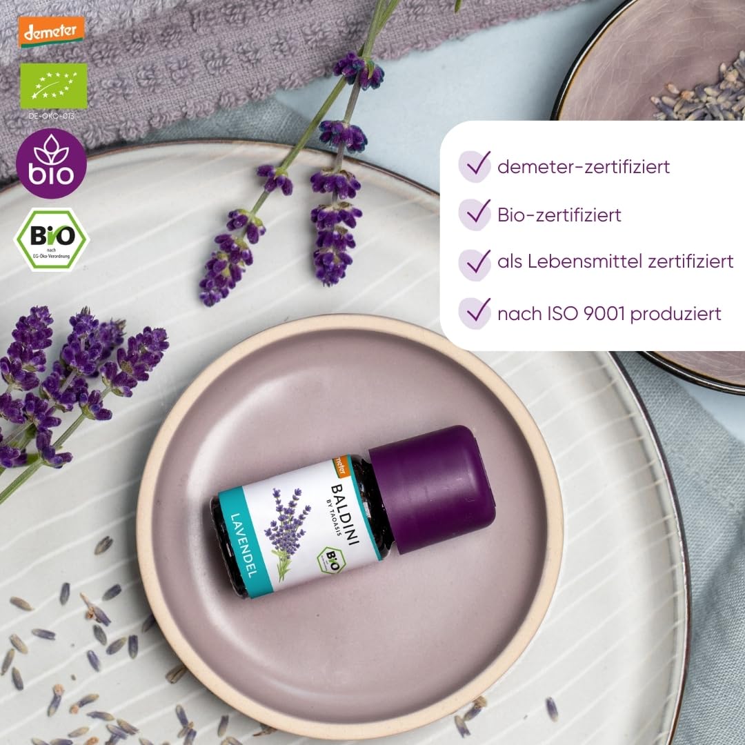 Olio Essenziale di Lavanda Bio Puro 100% 10 ml – Calmante e Rilassante per Aromaterapia, Diffusori e Massaggi