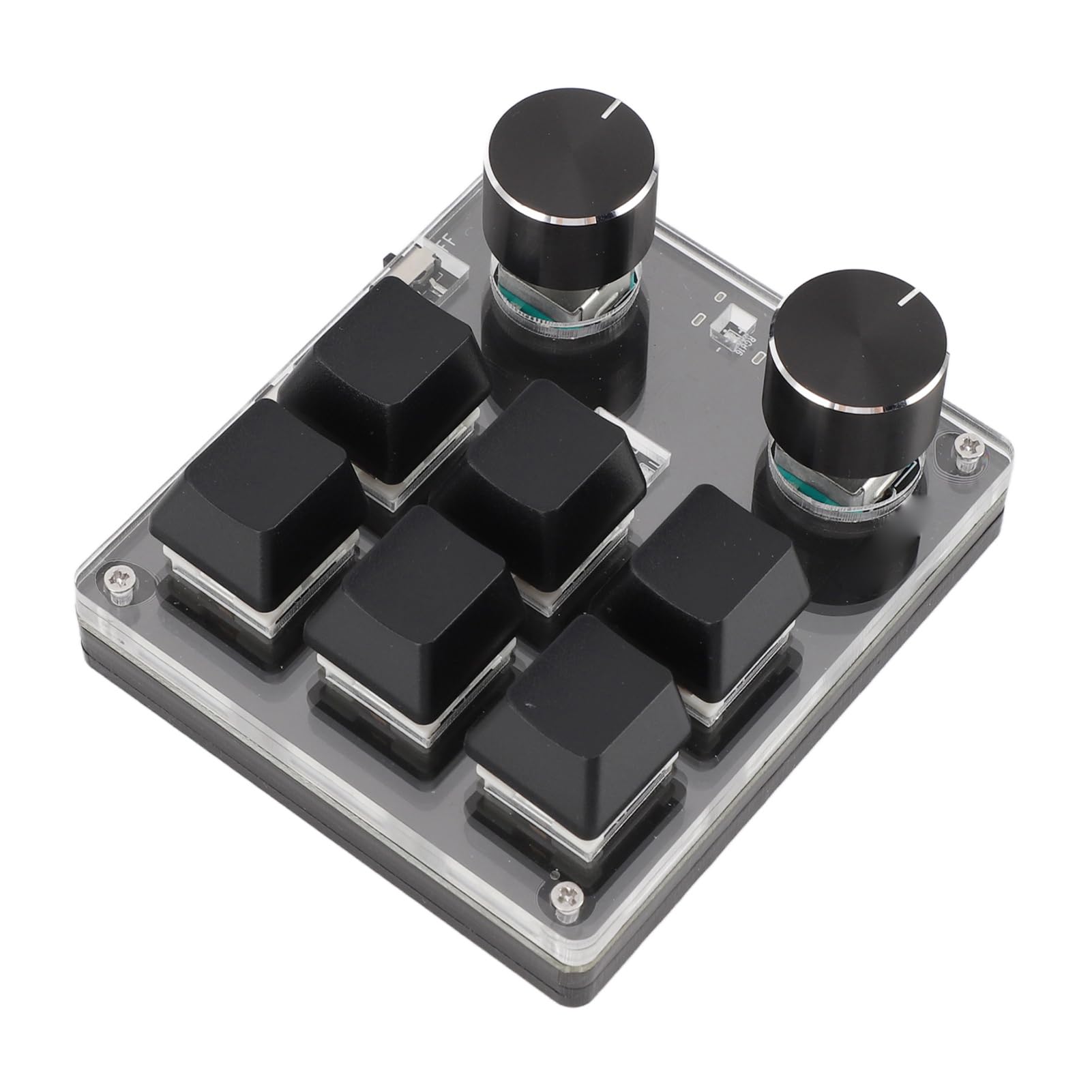 Klawiatura do gier HaloVerde Red Switch z niestandardową funkcją makro, 6 klawiszami i 2 pokrętłami do skomplikowanych skrótów, mechaniczna klawiatura obsługiwana jedną ręką do