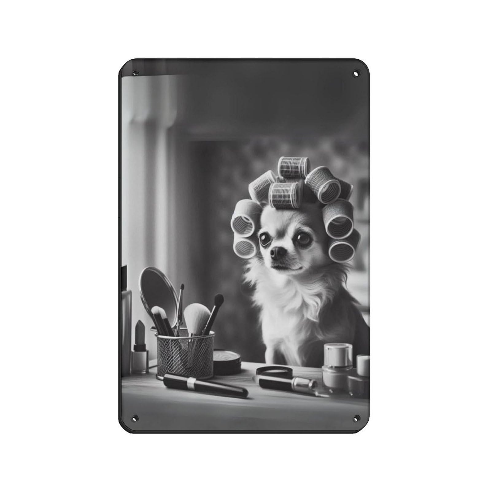 Chihuahua Dog Bathroom Art (3) Retro Poster Metal Tin Sign Chic Art Retro Iron Painting Bar People Cave Cafe Family Garage Poster Wall Decoration 8x12inch(20x30cm)