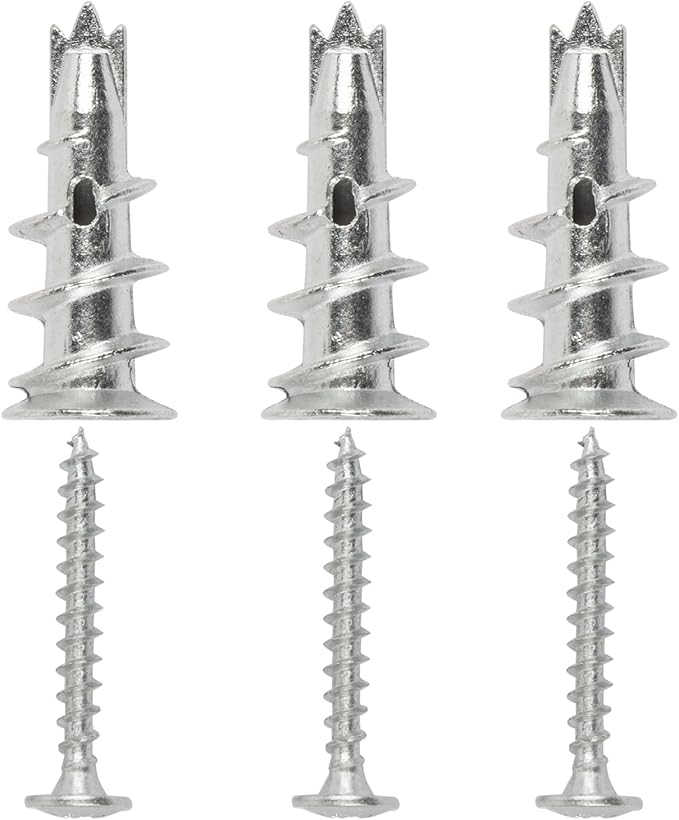 20 Pack Metal SelfDrill Plasterboard Fixings Raw Plugs Cavity Wall