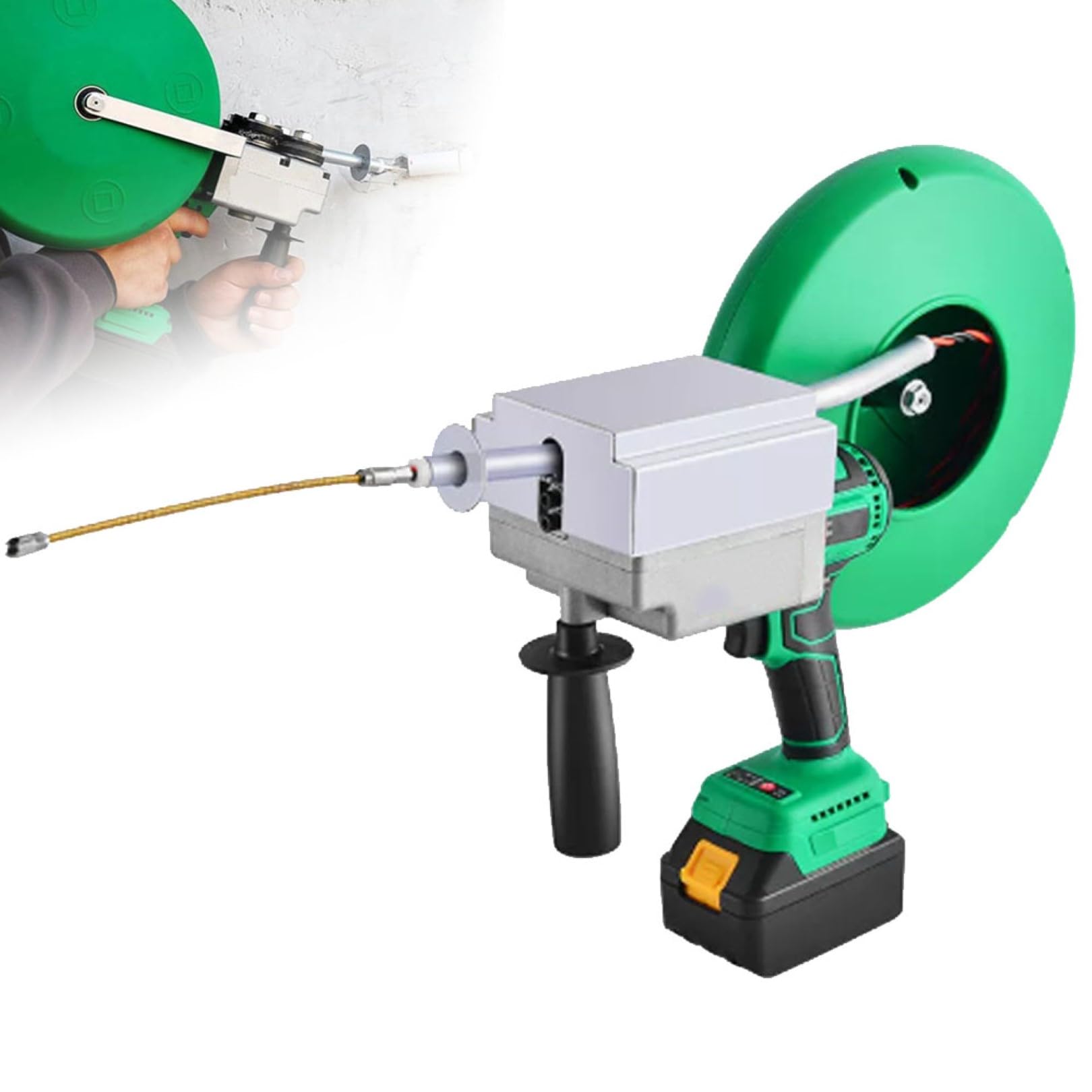 YXYLJOZ Automatic Wire Stringing Machine, Cordless Electric Wire Threader 0-550Nm Tension, 40m/min Curved Path 90° Angle with 2 Batteries (2 Battery)