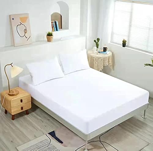 NHNHN Paquete de 2 Sábanas Bajeras - Bolsillos Profundos - Microfibra Suave - Fácil Cuidado - Resistentes al Encogimiento y a la Decoloración -