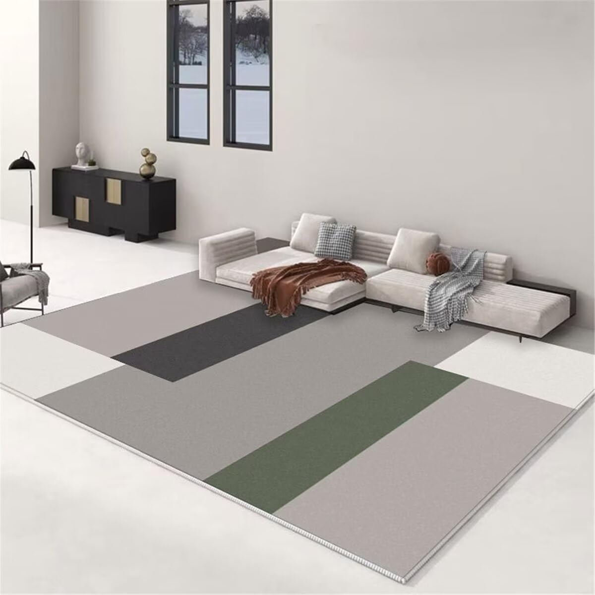 Tapis Chambre Bebe Garcon Tapis De Chambre La décoration géométrique de la Maison au Design Minimaliste Gris Peut être personnalisée Tapis Dessin 180X280CM
