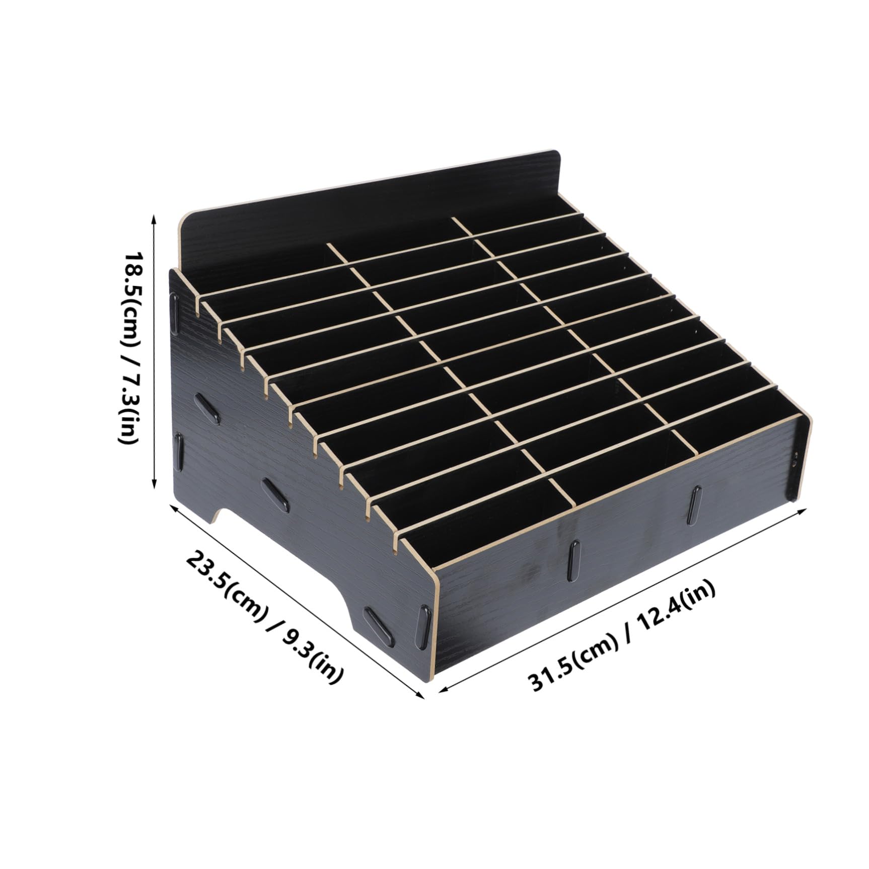 Caja Organizadora para Almacenamiento Temporal de Madera Negra Múltiples Rejillas de Teléfonos Móviles en Aulas y Salas de Estudio