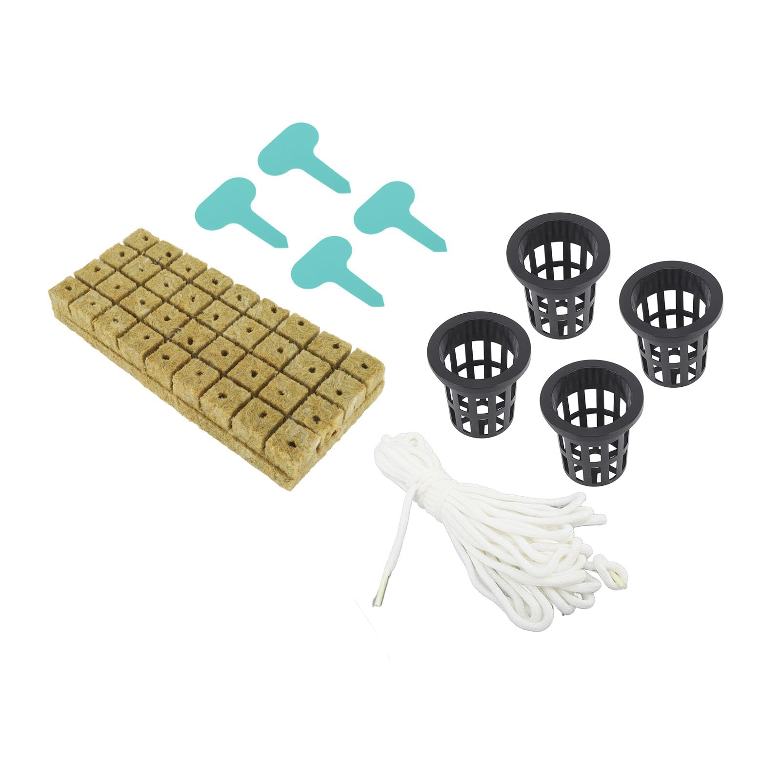 Haofy Juego de 72 Cubos de Lana de Roca de 1 Pulgada con Macetas de Red de 2 Pulgadas para Sistema de Cultivo Hidropónico Buena Absorción de Agua Kit de Taza de Red de Malla