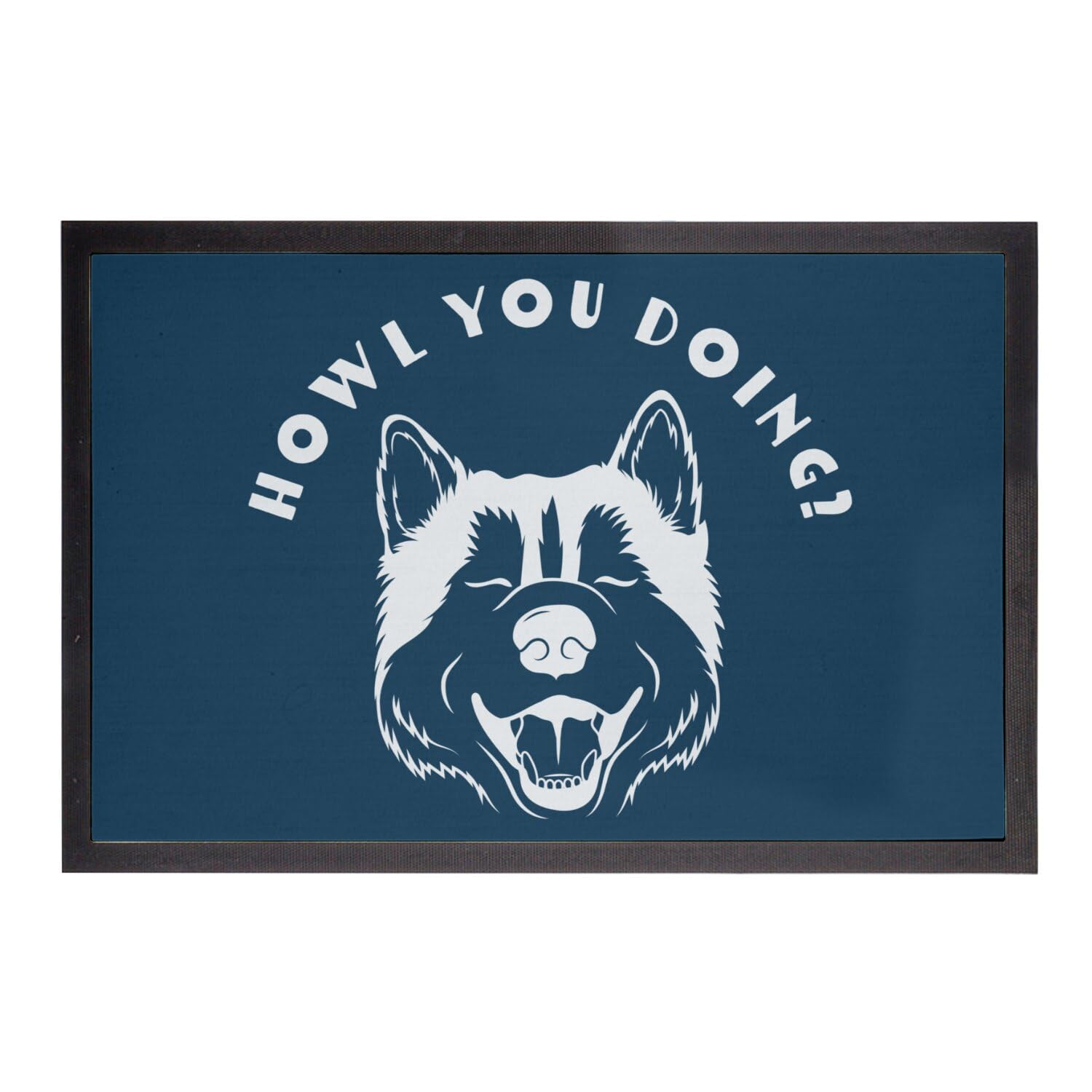 Paillasson Bleu Howl You Doing ? Dog Pets pour décorer l'entrée des amoureux de Husky