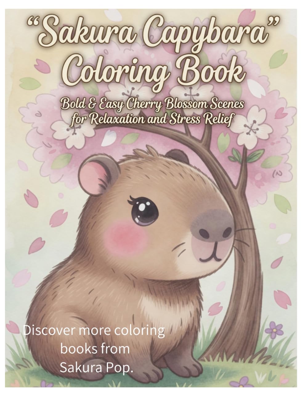"Sakura Capybara Coloring Book: Bold & Easy Cherry Blossom Scenes for Relaxation and Stress Relief": Super Kawaii Sakura Capy