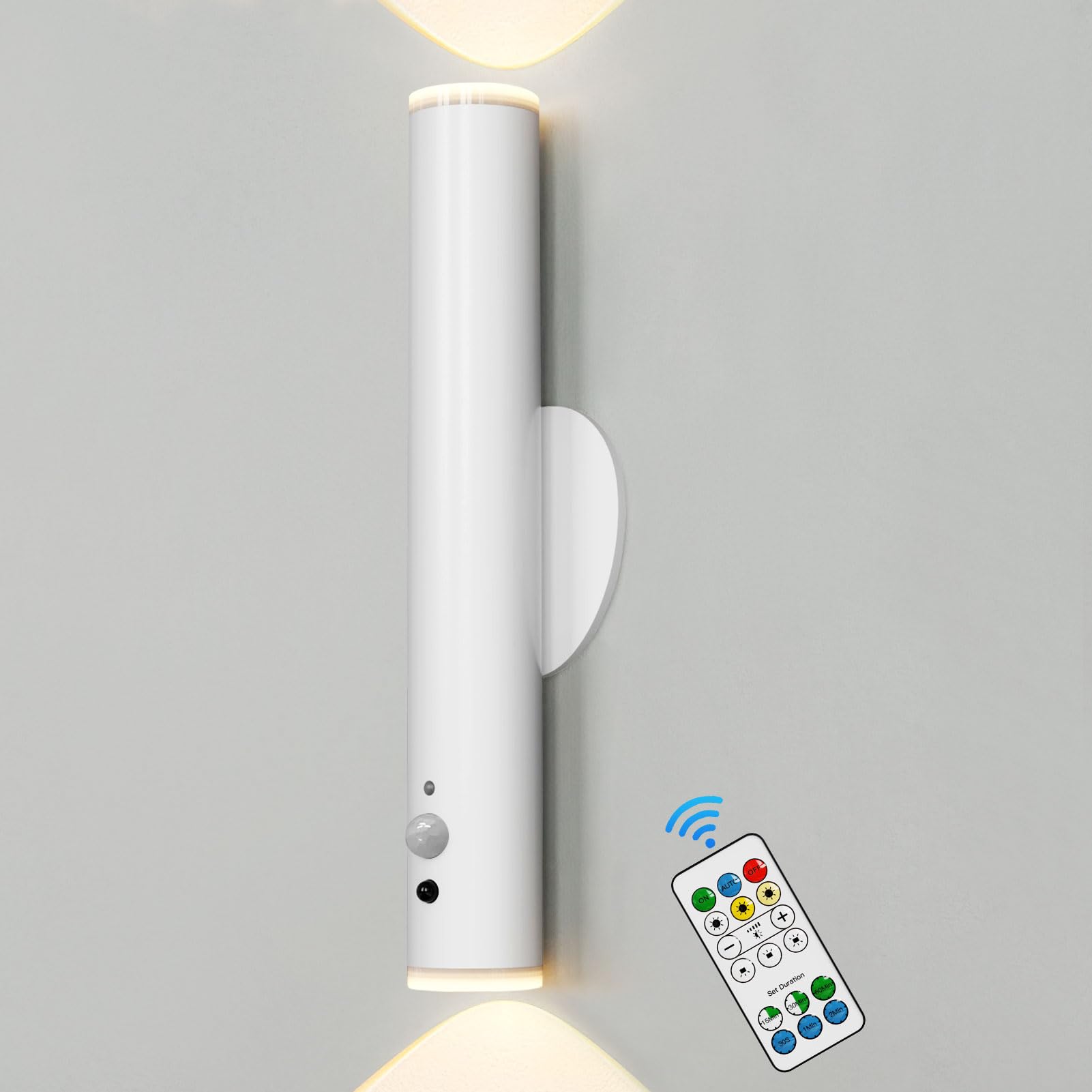 HARPER LIVING Battery Operated Wall Light White, LED Motion Sensor Wall Lamp Indoor, Portable Magnetic Rechargeable Flashlight for Bedroom Hallway Stair Power Cut, Dimmable and 3 Colours, (Single)