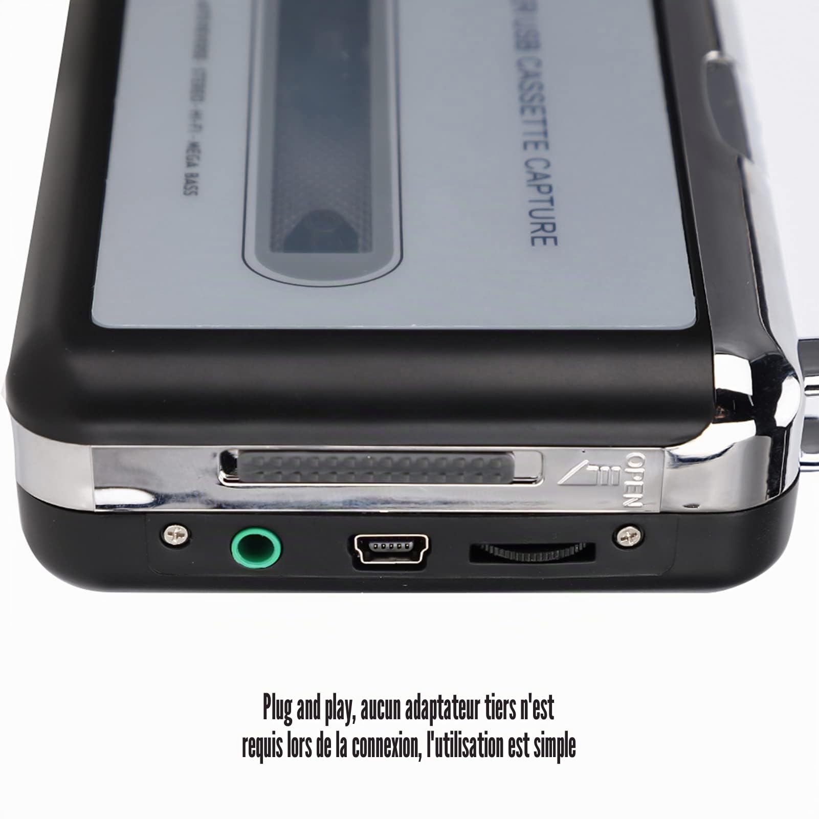 Lecteur de Cassette USB convertisseur de Bande en MP3, Portable de Lecteur de Musique avec Écouteurs, pour Convertir des Cassettes en MP3 Numérique Via USB