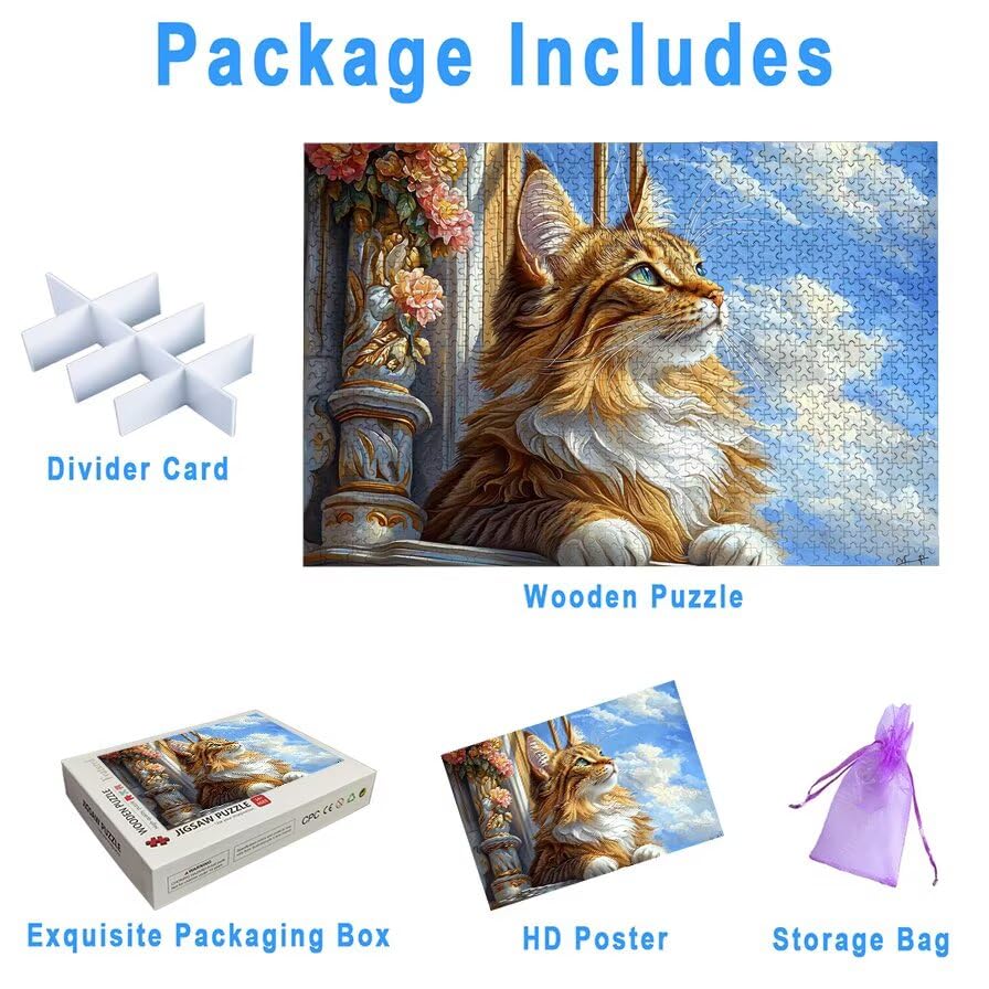 Puzzle 3000 Pièces Chat, Puzzle 3000 Pièces pour Adultes et Enfants à Partir de 14 Ans, Mignon Puzzles Bois avec Une Boîte d'Emballage Exquise, Puzzles pour Décoration Murale, Idee Cadeau Femme, -5530