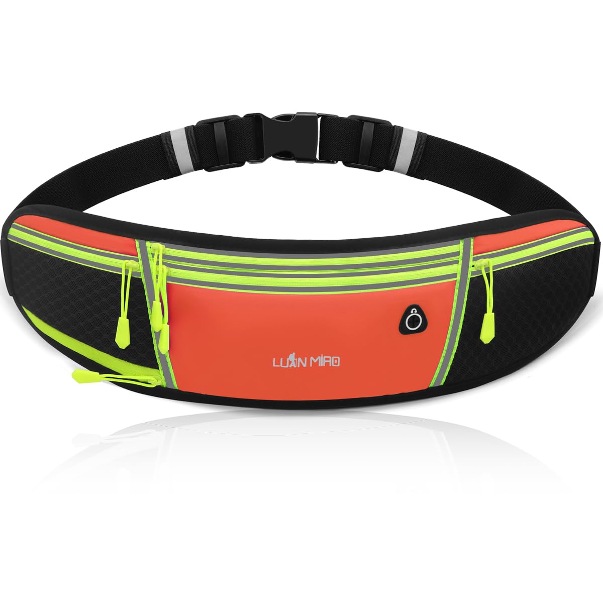 QEWORANE Running Belt for Women & Men Water Resistant Fitness Waist Pack with Phone Pocket & Water Bottle Holder Adjustable Reflective Jogging Belt