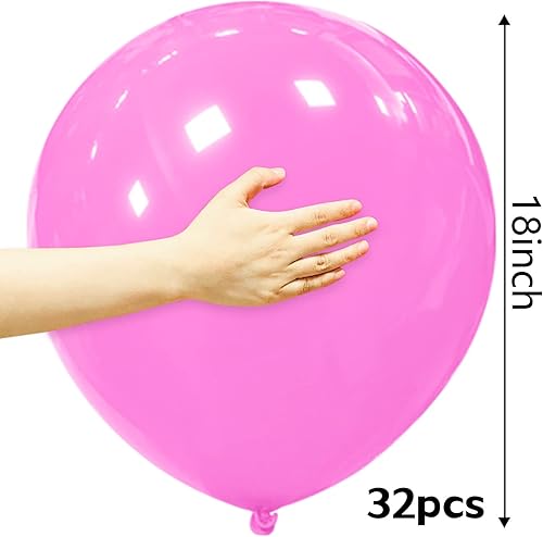 Miniatura 2 de 32 globos grandes de color rosa de 18 pulgadas, globos redondos de látex grandes para decoración de cumpleaños y bodas (rosa)