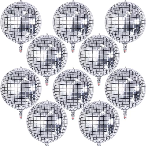 Globo Bola Discoteca, 10 Globos De Cumpleaños Globos Helio Plateados Decoracion Cumpleaños Globos Metalizados Bombona Helio Globos Disco Bball Bola de Discoteca Globos Grandes Decoracion Carnaval