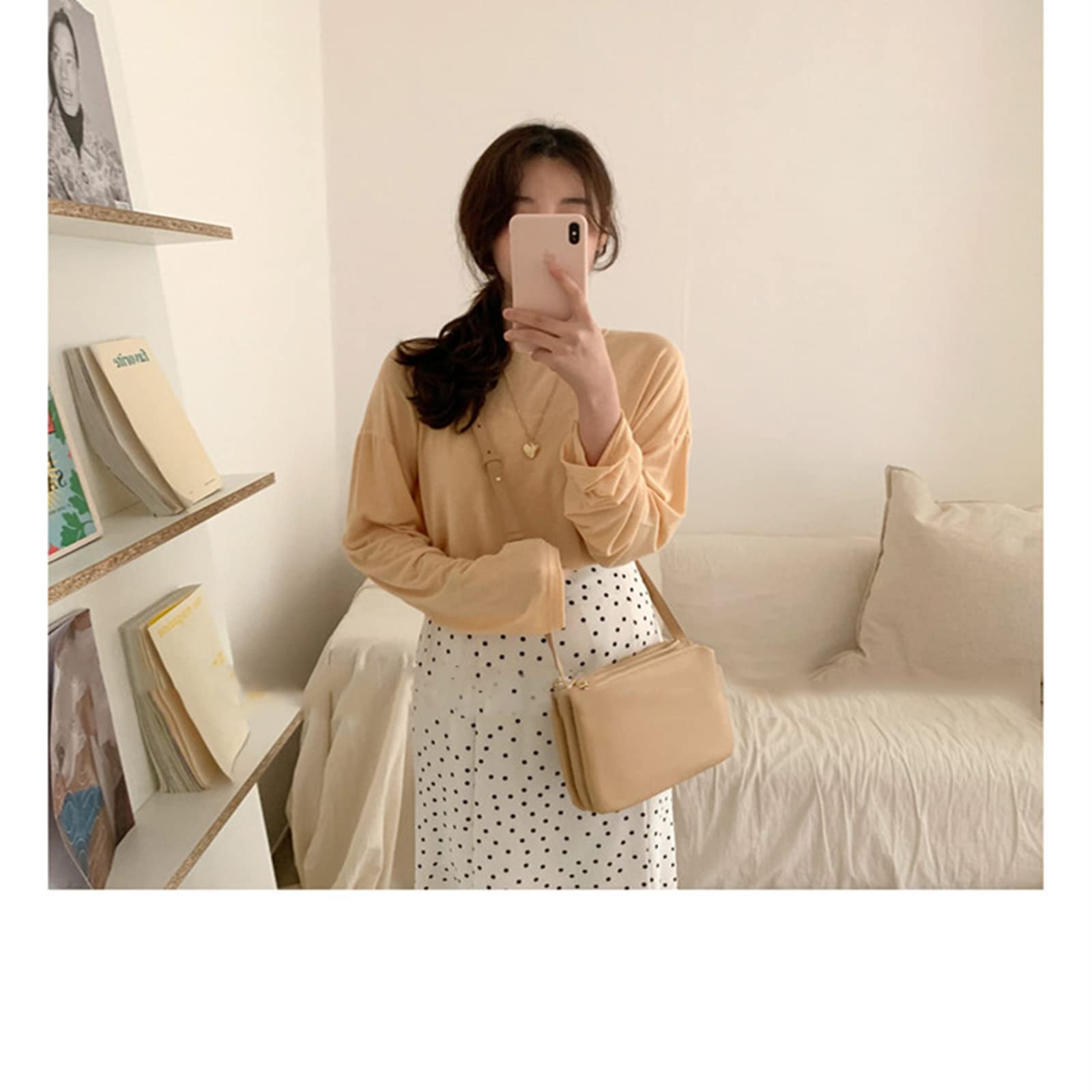 Falda larga de verano para mujer, diseño de lunares blancos y negros, cintura alta