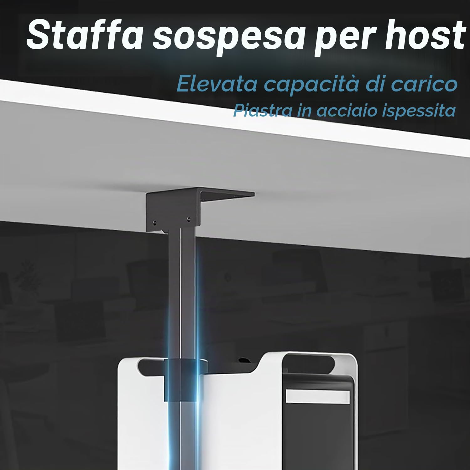 Supporto PC Fisso，Supporto PC da Scrivania e a Parete per Case Computer,Support Regolabile Heavy Duty Fino a 30 kg, Altezza Regolabile 110-470 mm, Salvaspazio per Ufficio & Gaming