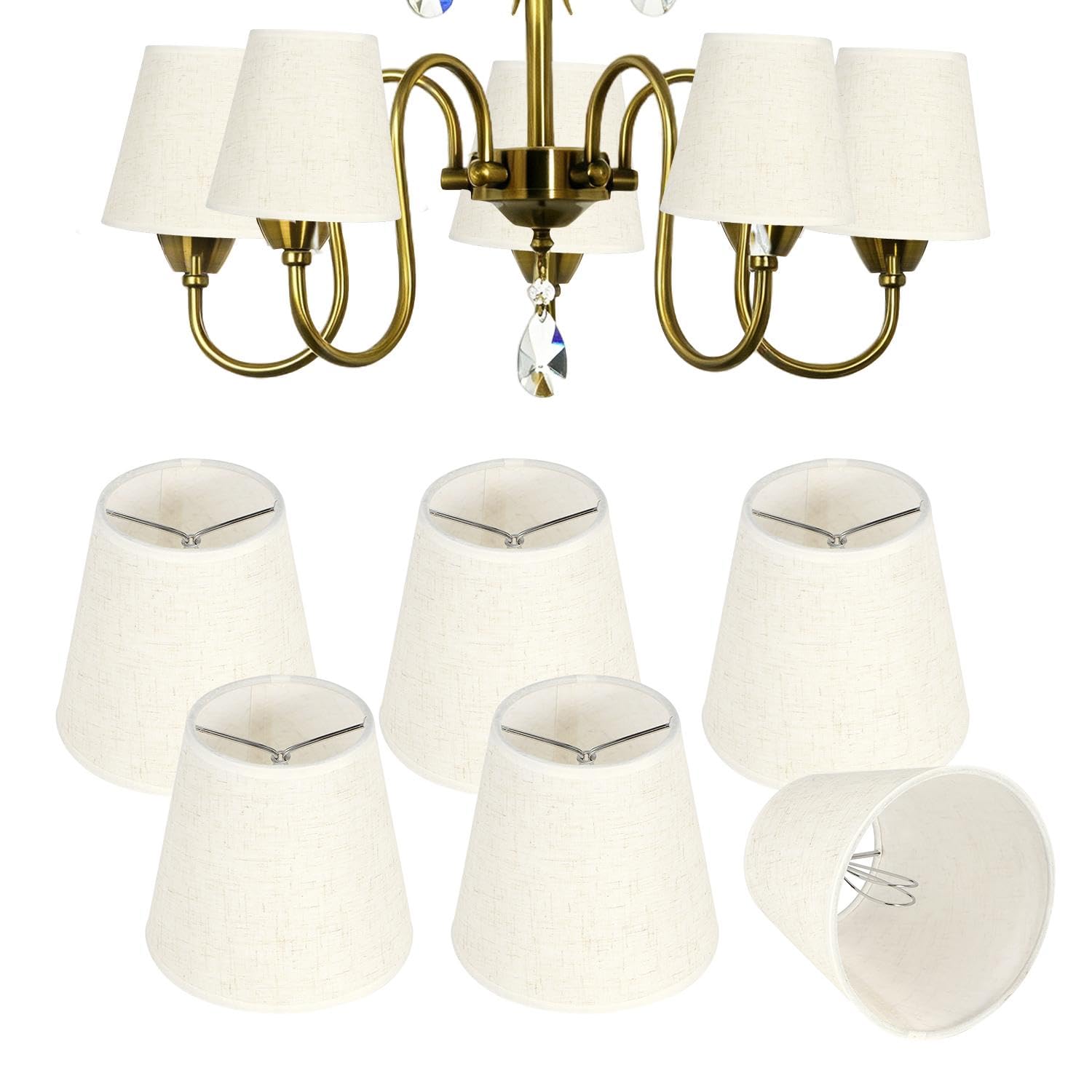 6Pcs Chandelier Lampshade, E14 Clip On Fabric Lampshade, #9 — image 1