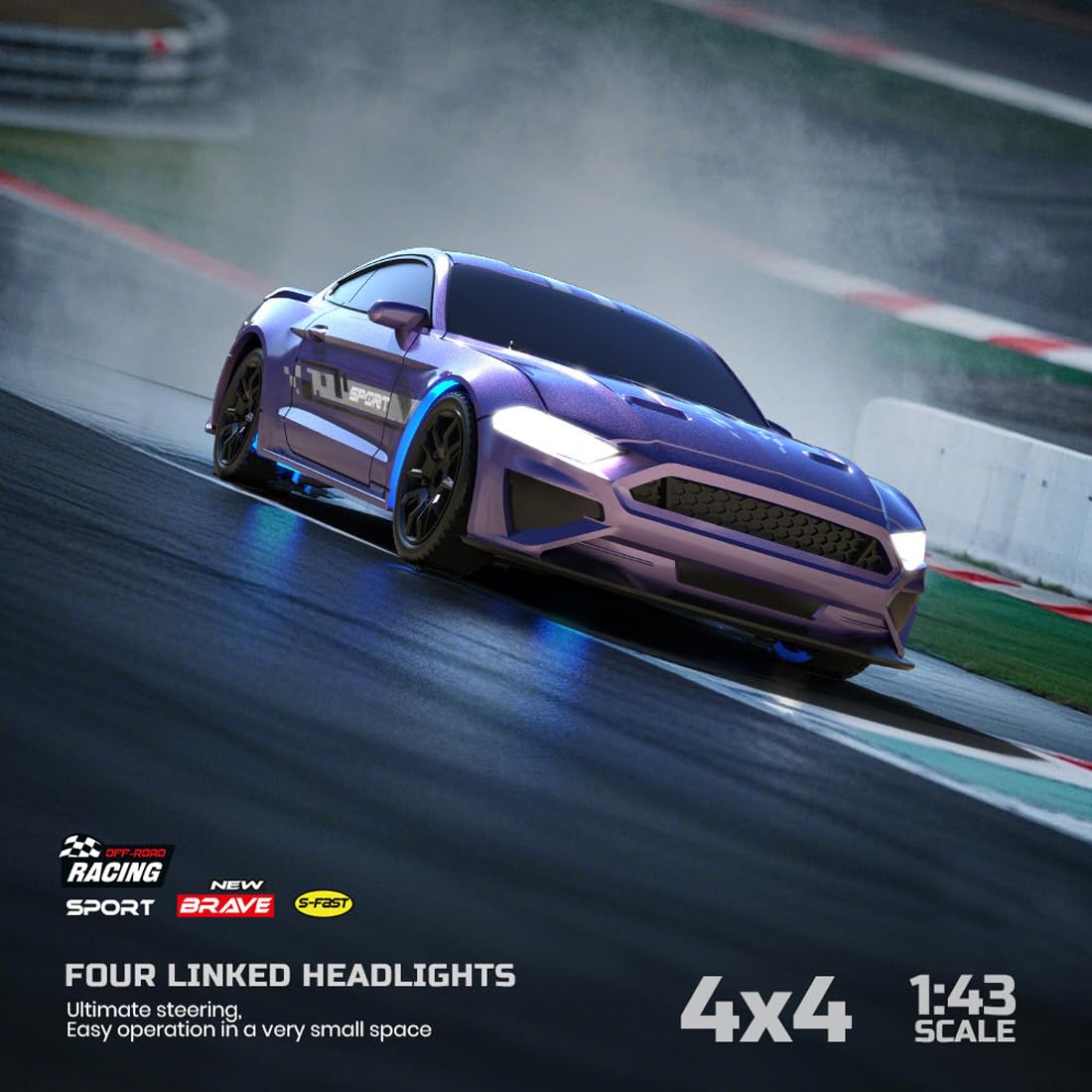 1/43 Mini RC Drift Auto z żyroskopem, 2,4 G, zdalnie sterowany samochód RC Drift, samochód sportowy z diodami LED, 15 km/h, w pełni proporcjonalny pojazd RC, prezent dla dorosłych