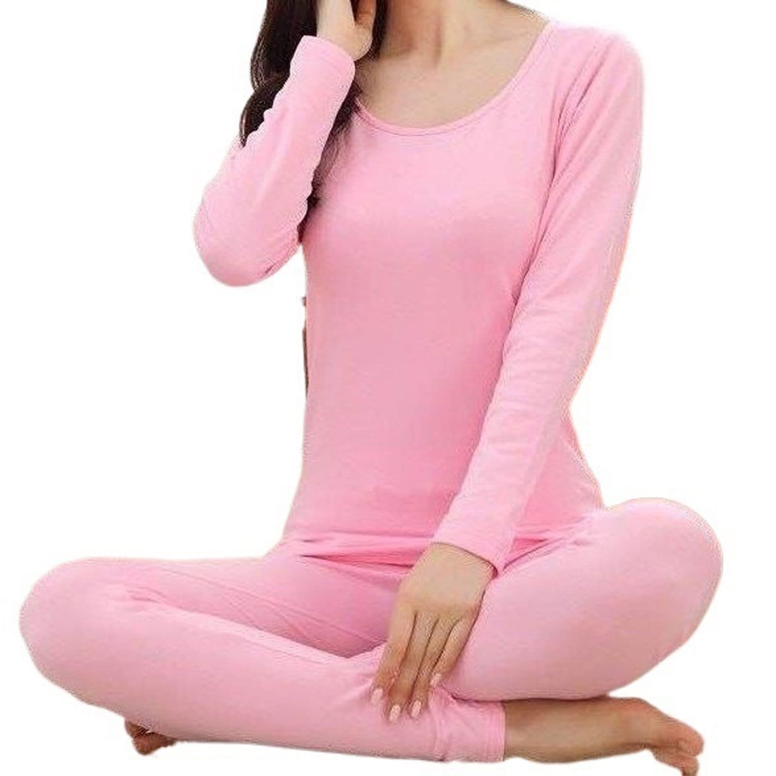 SOOVI Womens Thermal Underwear Thermal underwear ladies Autumn winter thin suede fall ladies slim winter clothes ladies (Color : Dark blue, Size : XL 55-63KG)