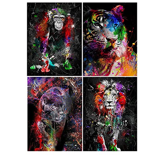 Diamond painting animaux pop art lot de 4 toiles à offrir aux passionnés de DIY