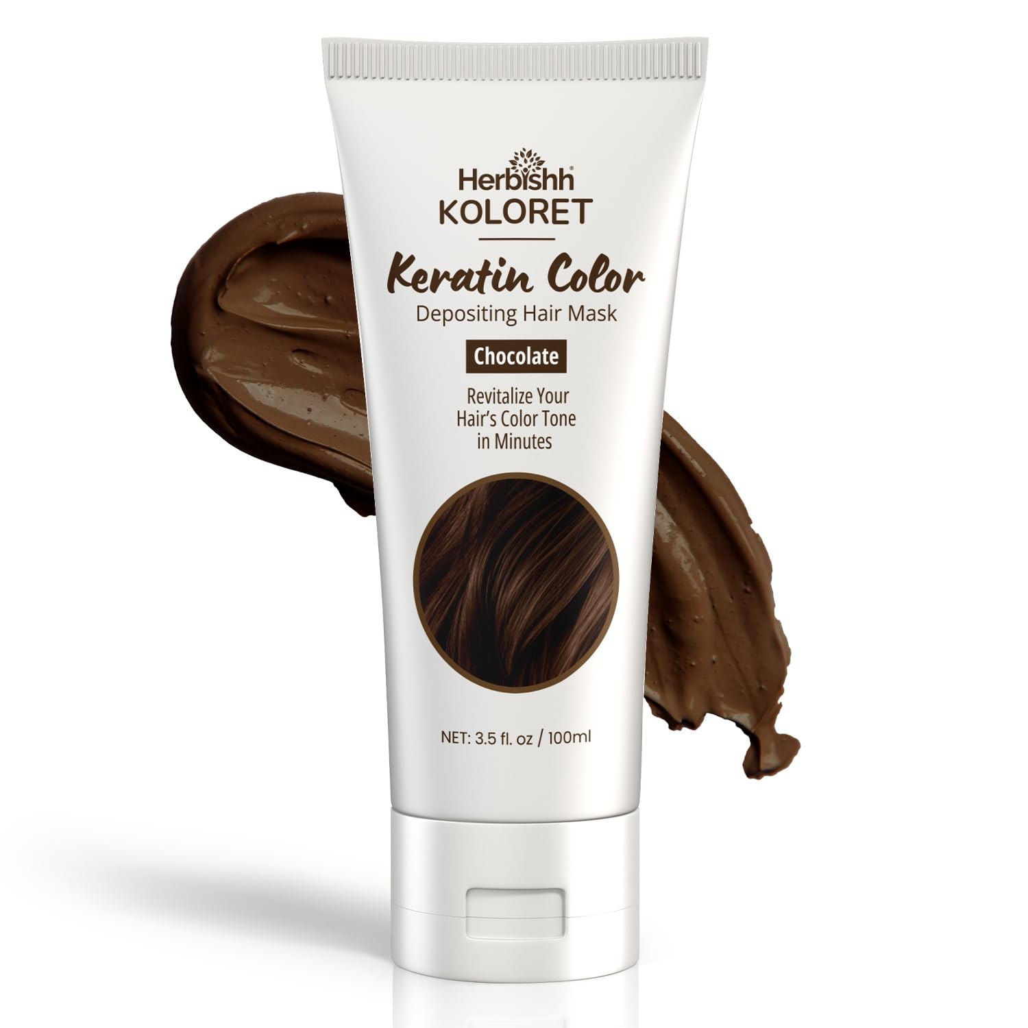 Koloret Keratin Color Depositing Hair Mask – 2-in-1 Deep Conditioner for Vibrant Refreshed Hair, Ideal for Dry Damaged Hair, Salon-Worthy Shine at Home, All Hair Types, Chocolate, 3.5 fl.oz