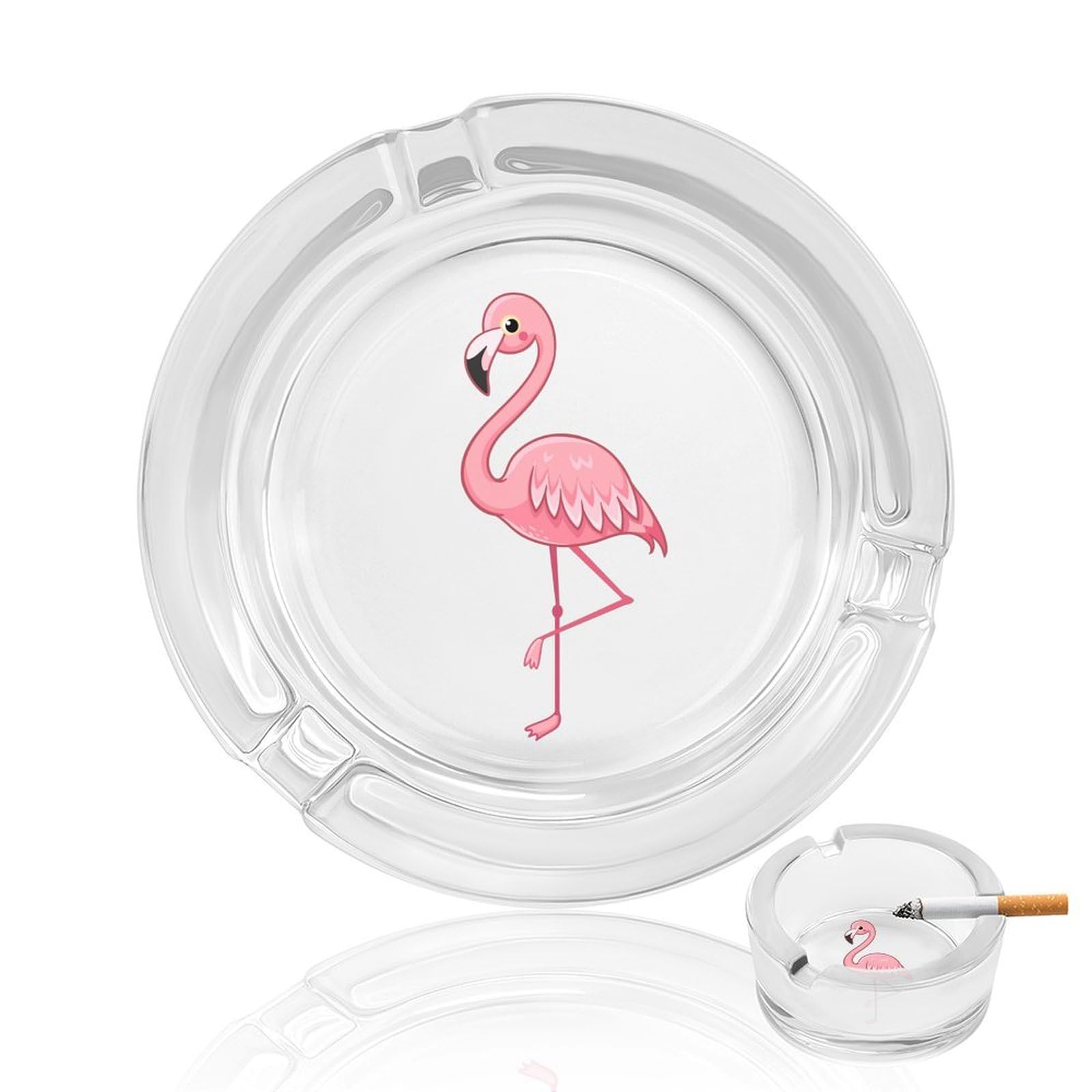Nclqvjxzkhw Style The Cute Beautiful Flamingo Glass Ashtray Round Ash Tray Smoking Trays For Home Garden Outdoor