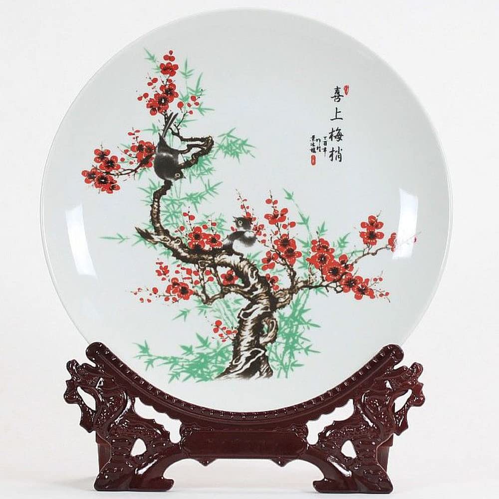BKHsgDXJ Decorative ceramics Decorative Ceramics Hanging Plates, Cera 10.2inch Jingdezhen Plum Flower Pattern