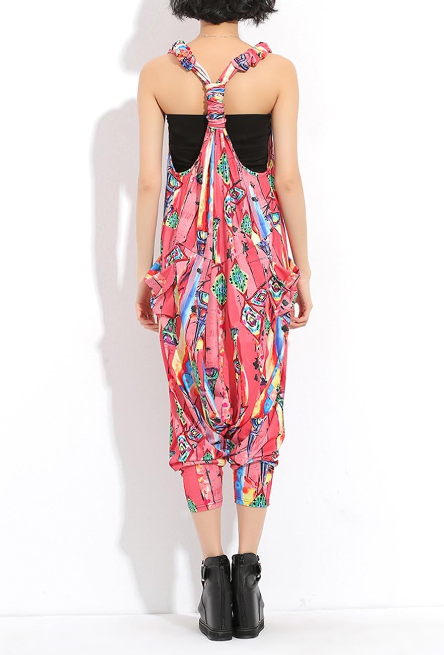 ellazhu Women's 90s Junior Sleeveless Backless Harem Jumpsuits, Overalls, Rompers and Clown Pants Clothing GY615
