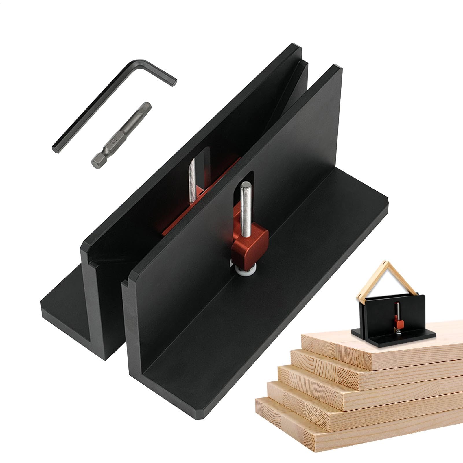 Gabarit cannelé à angle droit 18x5x10 cm avec pince tenon intégrée pour guide de scie