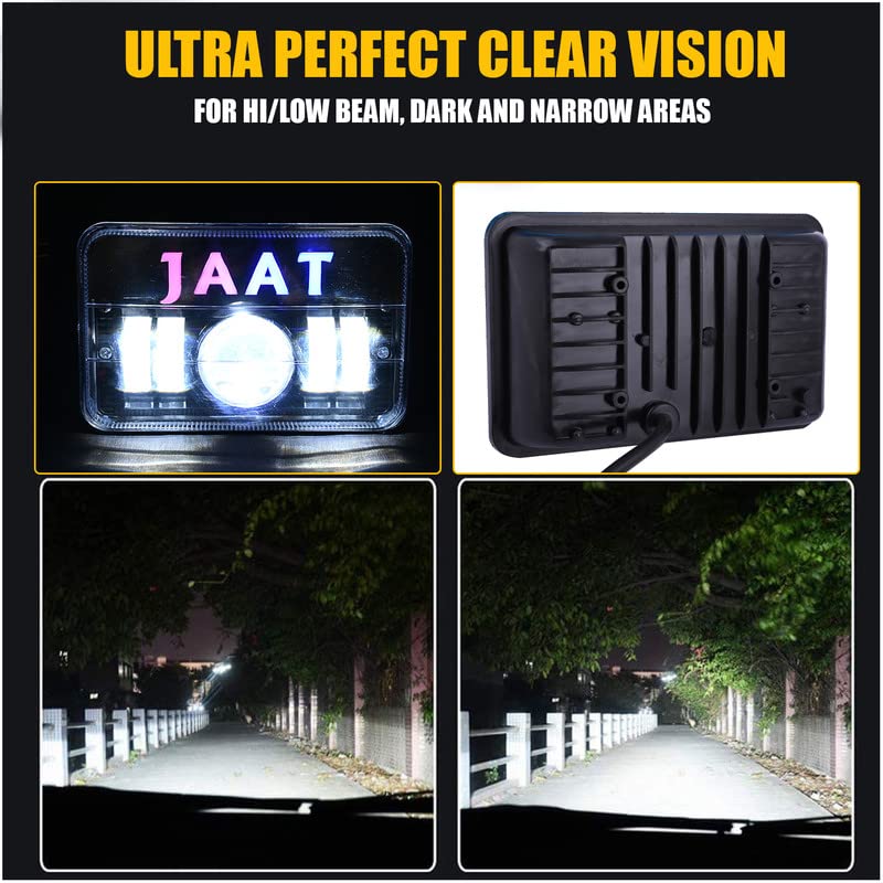 Image of AllExtreme 4 LED JAAT Headlight 1 Projector Lamp 50W Ultimate DRL Light with Heat Dissipation Bright Beam Compatible with Splendor Bike Motorcycle