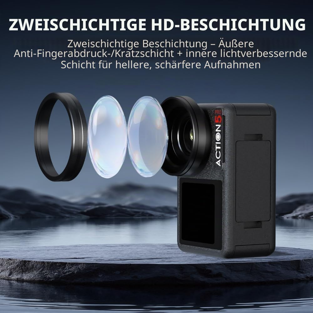 Weitwinkelobjektiv für DJI Osmo Action 5 Pro – 180° Ultra-Weitwinkel, zweilagig beschichtet, kratzfest, leicht & kompakt mit Gewindehalterung