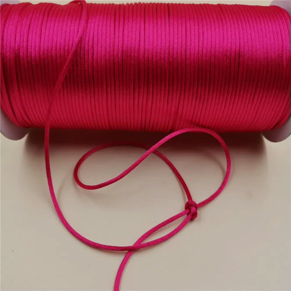 Cuerda de macramé Trenzada de Seda de 2 mm, Hilo de macramé, Nudo Chino, Pulseras de satén, Accesorios para Hacer Abalorios, 10-225 Metros