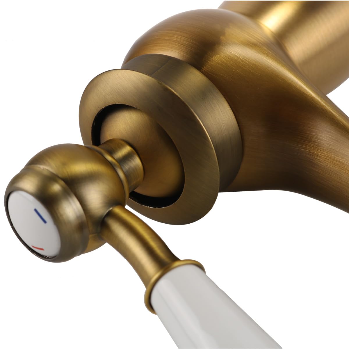 Sarini Retro Bathroom Basin Mixer Tap, Luxury Victorian Mixer Taps with Floral Ceramic Handle - Image 2