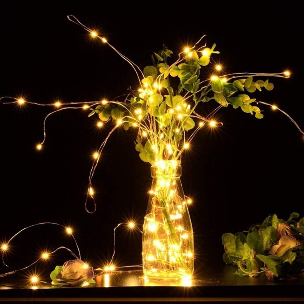 Luci di fata dolci, 5 m, 10 m, 100 luci LED in filo di rame, 3 batterie AAA, impermeabili, luci natalizie per decorazione di illuminazione per riunioni di compleanno