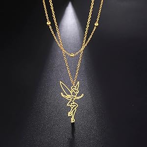 Collana Con Ciondolo Fata Luna E Bacchetta Magica In Acciaio Inossidabile - Gioiello Fatato Tinker Bell Per Ragazze E Donne, Regalo Per Compleanno E Natale - 2