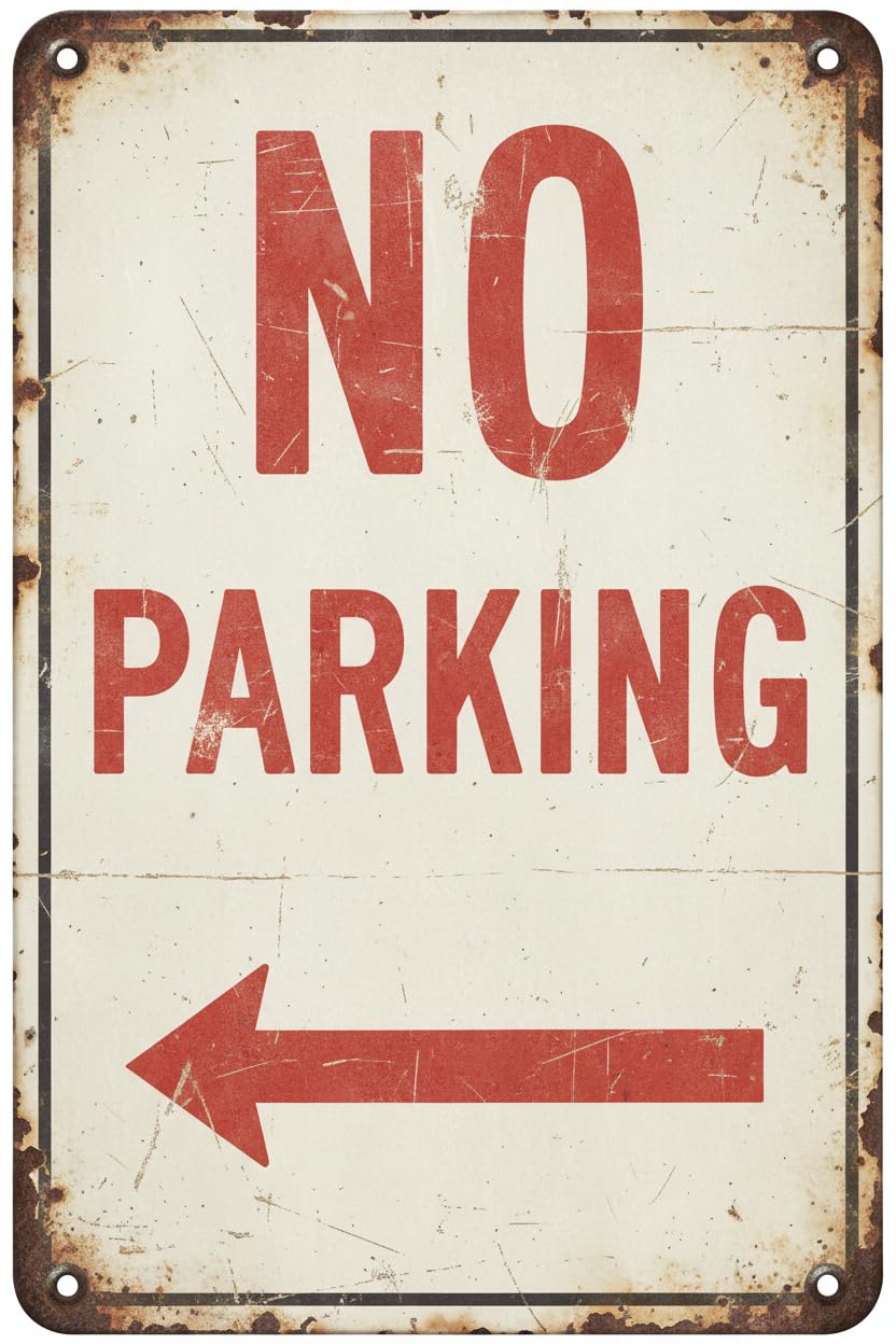 Wall Decor No Parking Sign - Left Arrow Metal Sign 8x12Inch Clear Signage For S, Fences Vintage Signs Aluminum Plates Printed